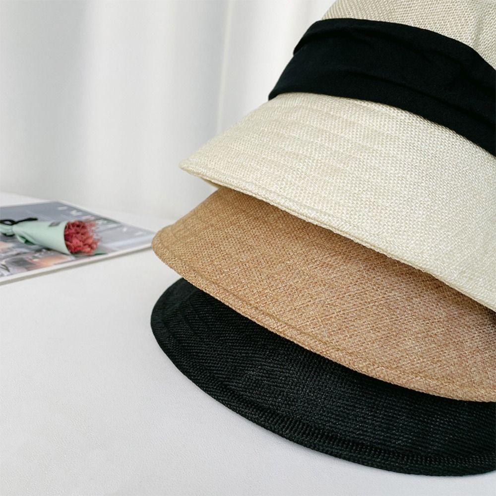 Solid Color Bow Fisherman Hat Bowknot Bucket Hat Fashion Summer Sun Hat Travel