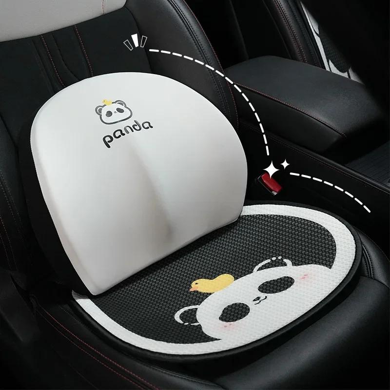 Universal Panda Car Seat Cushion Full Set Fashion Breathable Universal Seat Cushion Cover Anti Slip Panda Interior Accessories