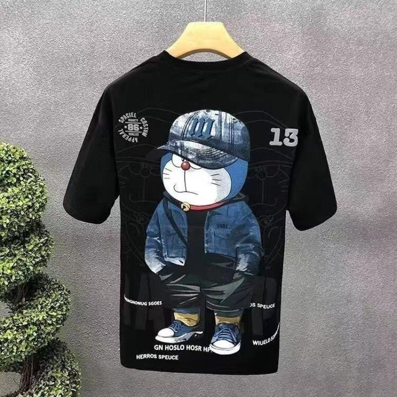Крутая Красивая Мужская Футболка с Мультяшным Принтом Летняя Мужская Одежда с Коротким Рукавом Красивая Модная Футболка Мужской Топ