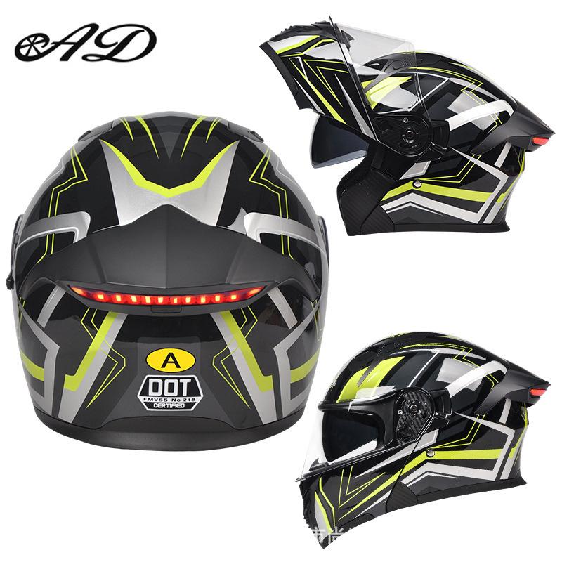 DOT Certified Unisex Flip-up Motorcycle Helmet with Taillight for All-Season On/Off-Road Use