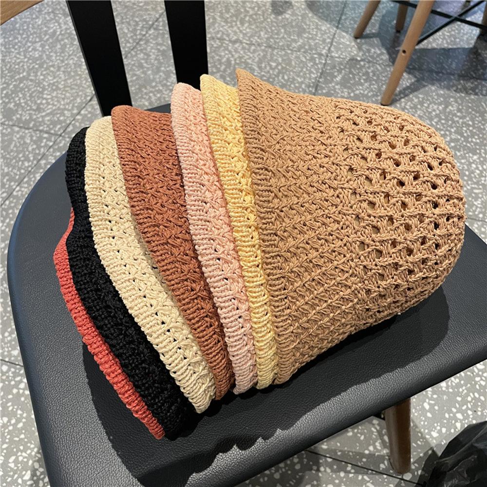 Модная складная однотонная солнцезащитная кепка с козырьком для пляжа, шляпа от солнца, панама, женская соломенная шляпа