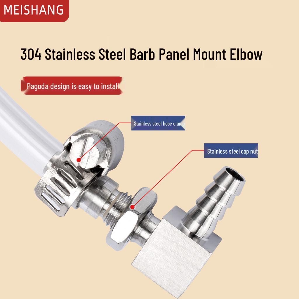 90° Barb Panel Elbow Connector for 304 Stainless Steel Rubber Hose