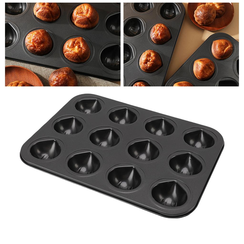 Форма для кексов, черная, 12 ячеек, многофункциональная, с антипригарным покрытием, форма для верхушек маффинов для выпечки в духовке