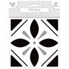 [Q7346] - Set of 6 Black 'Cement Tiles' Stickers - 15x15 Cm