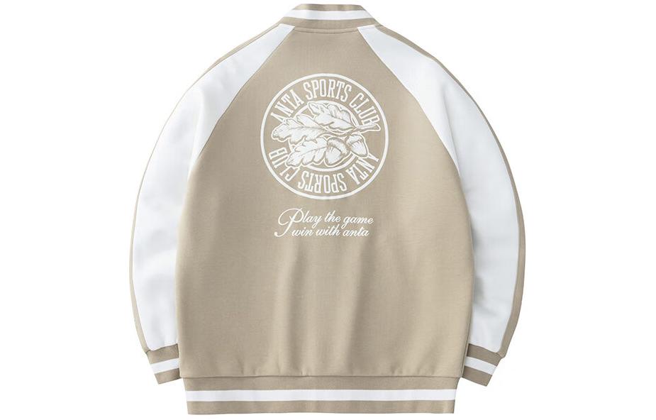 Men's Coat Anta Life Collection Color Block Fleece Lined Embroidery Knitted Fabric Baseball Jacket Coat Men's
