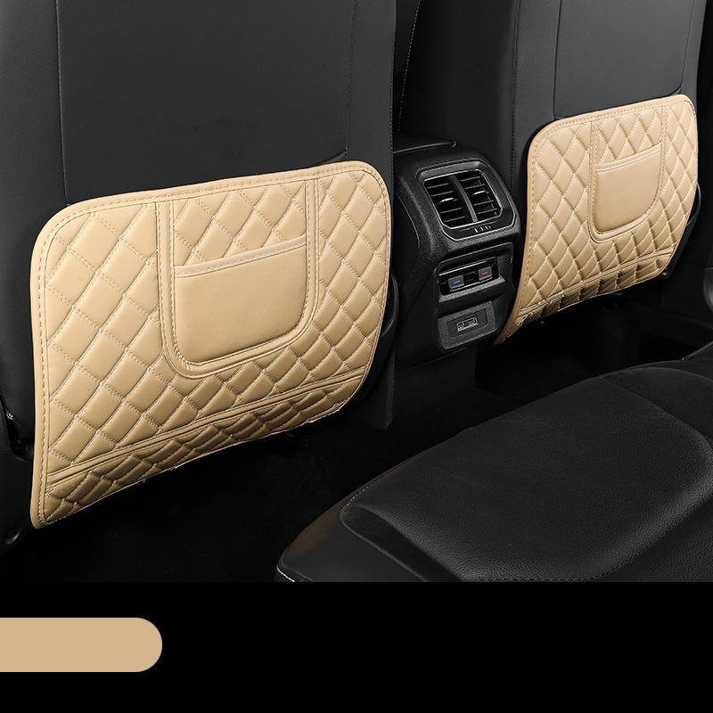 Car Accessories Seat Back Anti Kick Pad Quilted Leather Child Protection Pads With Storage Bag Wear-resistant Easy To Clean