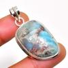 Republic Larimar Gemstone 925 Silver Plated Handmade Jewelry Pendant 1.70"