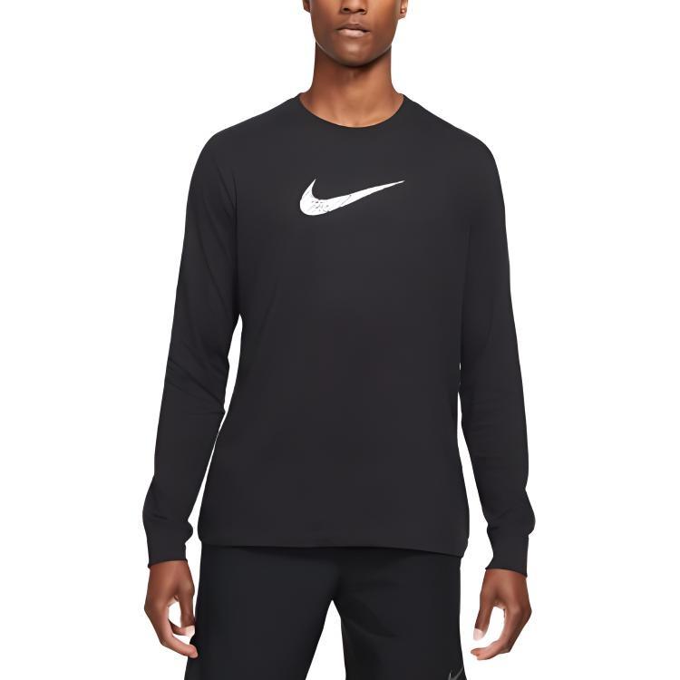 Nike Dri-fit Alphabet Logo Printing Long Sleeves Round Neck Black Men's DH0714-010