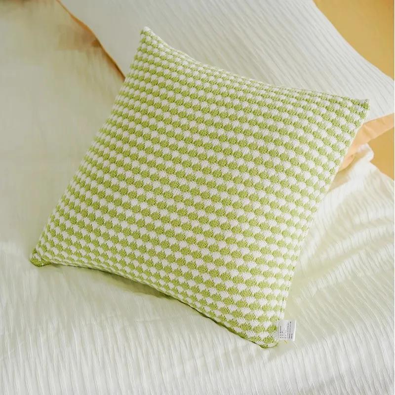 Домашнее украшение Вязание Чехол для подушки Мятно-зеленый наволочка с кисточками Современный диван Гостиная Подушка для талии Подушка для головы Круглая подушка для кровати