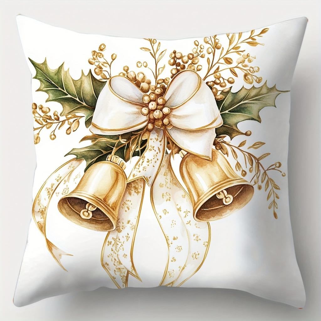 Рождественское украшение наволочка рождественский венок подарочная коробка колокольчик свеча узор гостиная диван подушка комплект украшение комнаты