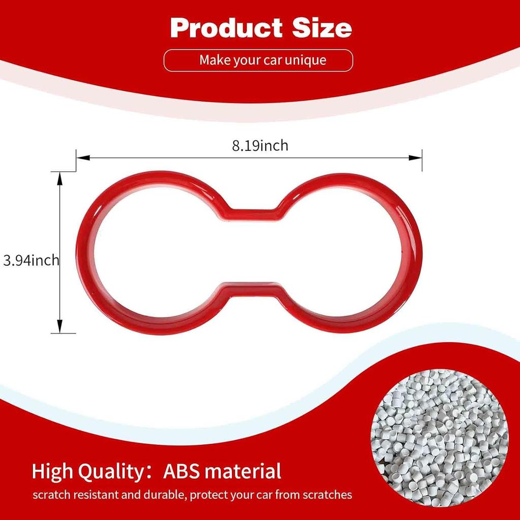 for Bronco Front Cup Holder Trim Cover Red for Ford Bronco 2024 up Red Interior Accessories