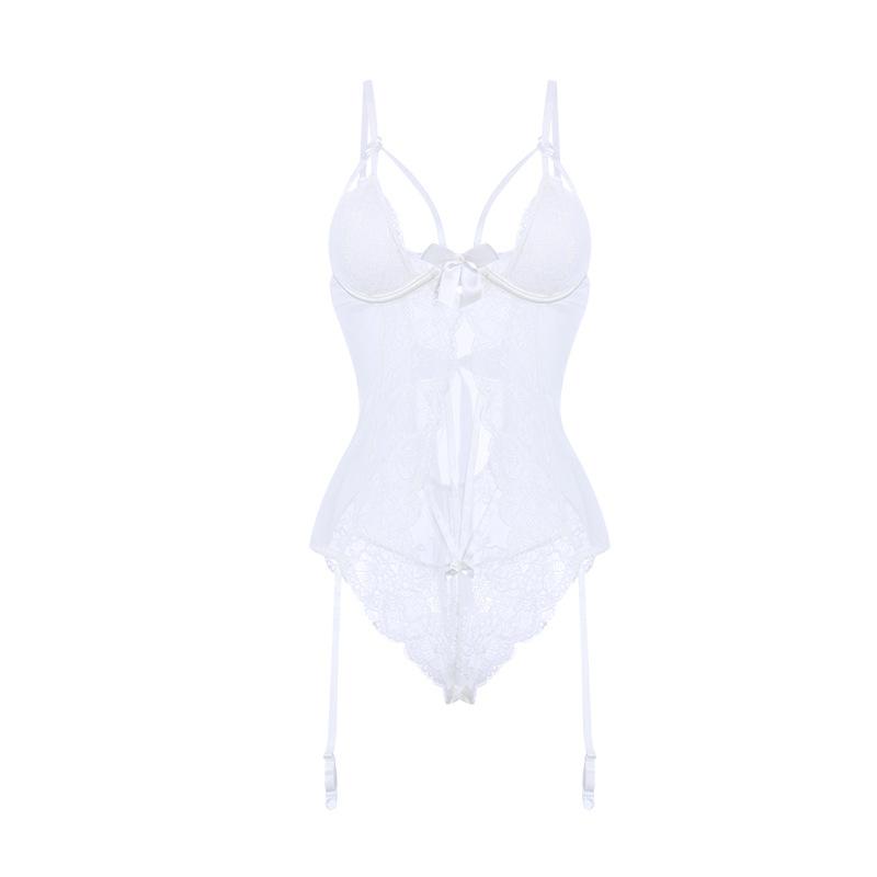 Women's Sheer Mesh Cutout Deep V Padded Fitted Bodysuit Costume Lingerie Set