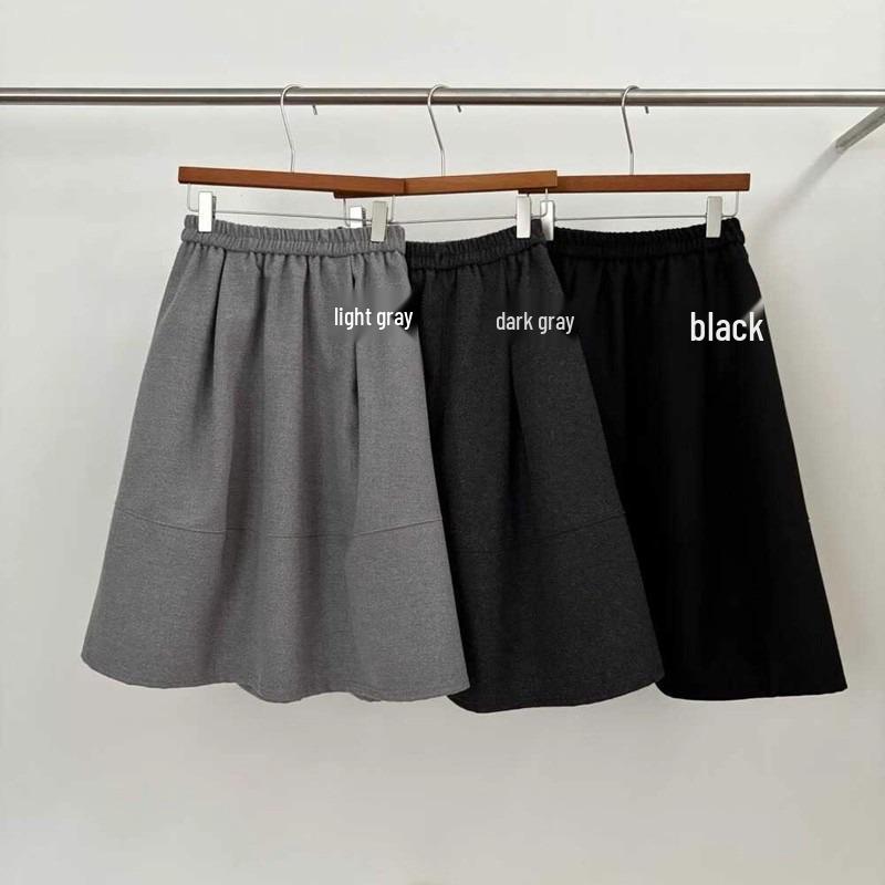 Solid Woolen A-Line Petite Midi Skirt for Women - Autumn/Winter 2025 Collection