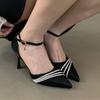 Женские туфли на высоком каблуке 2024 года, модные новые сексуальные заостренные туфли со стразами, однотонные туфли для банкета и вечеринки, женские летние сандалии