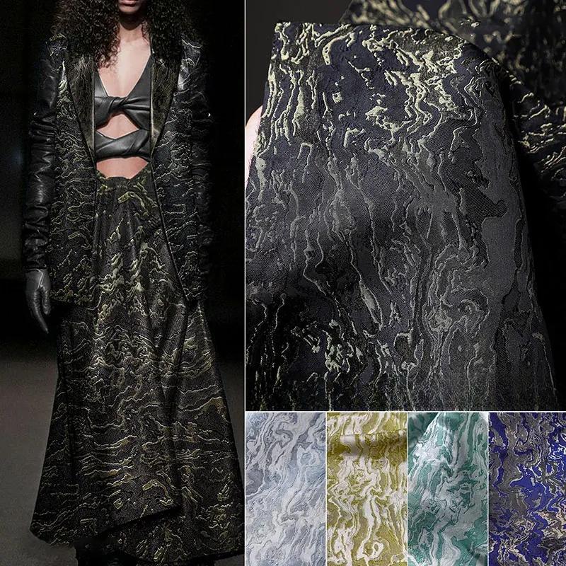 50x145 см Ткань Жаккард Волна Лава Плетение Глянцевая Блестящая Тяжелая Вышивка Текстура Дизайнерская Ткань Для Шитья Пальто Куртки Брюк