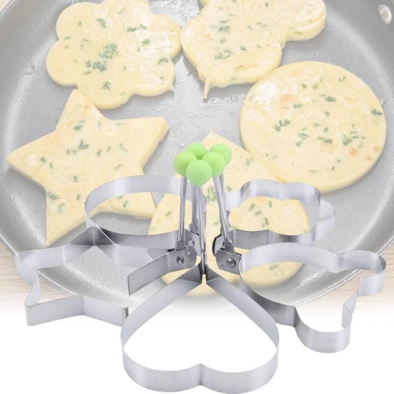 Durable Stainless Steel Egg Mold Set With Heart Star Shapes For Perfect Fried Eggs And Rice Cakes