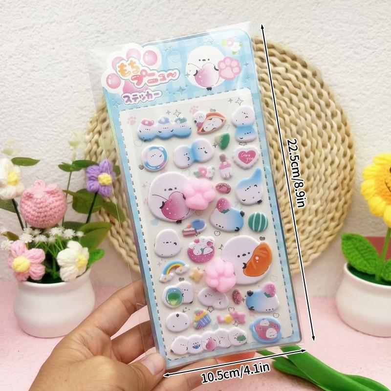 3D Cute Animal Butt Stickers Plush Pinched Happy Buttocks Sticker Stress Ease Puffy Sticker For Diy Scrapbook Phone Case Decal