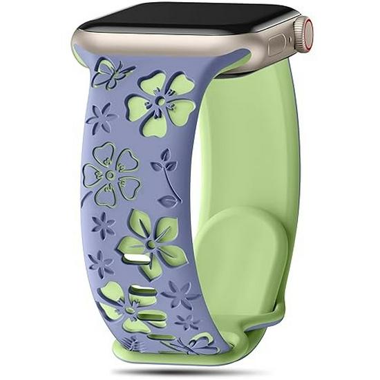 Floral Five-Petal Silicone Band for Apple Watch with 3D Laser Engraving