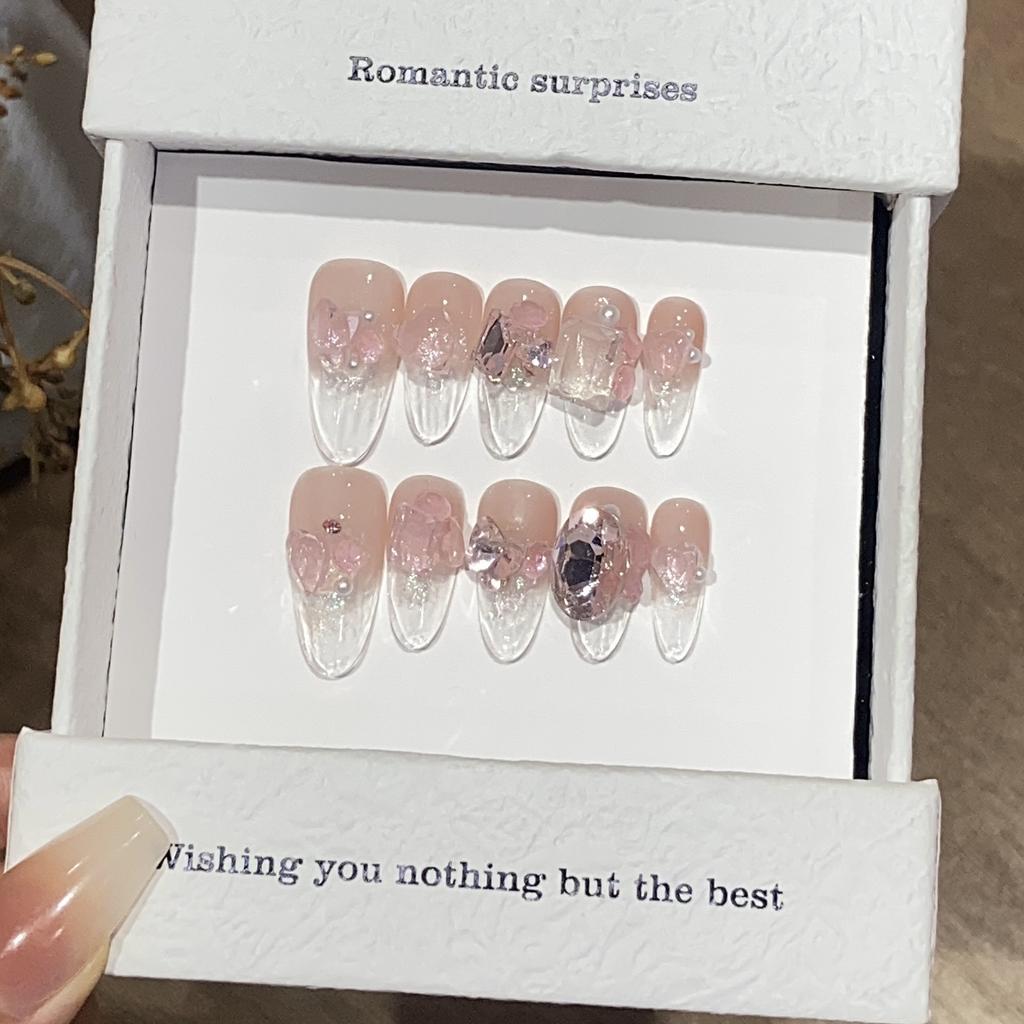 Градиент Прозрачный Нижний Квадратный Дрель Французский Розовый Бабочка Любовь Бриллиант Ледяной Дрель Нашивка Носить Броню