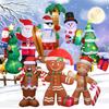 Christmas Inflatable Decorations with LED Lights, Giant Snowman, Gingerbread Man, Gift Bag, Lawn Yard Party Xmas Ornaments