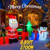 8.85FT Inflatable Toy Christmas Decor Set Santa Claus Snowman Train Xmas Yard Decorations Supplies LED Lit Home Ornaments Gift