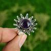 Серебро 925 пробы Чакра Короны Африканский Аметист Камень Цветок Новое Заявление Кольцо Ювелирные изделия