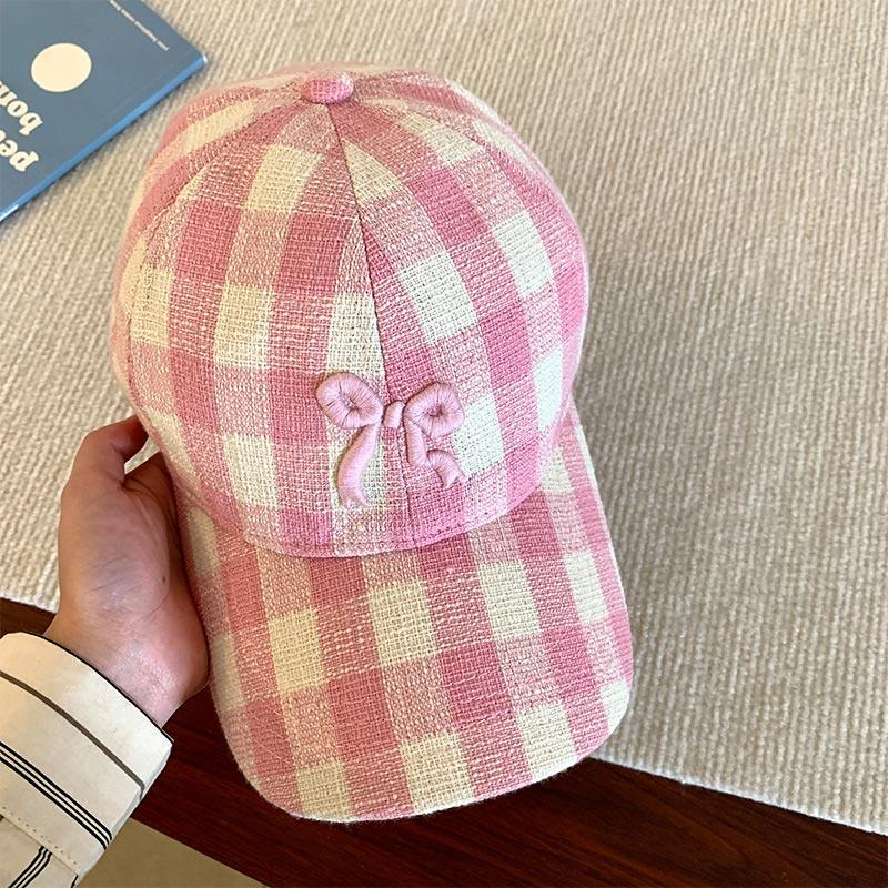 Солнцезащитная Регулируемая Уличная Повседневная Кепка Бейсболка Snapback Девочка Kpop KFashion Стиль Корейская Милая Женская Для Кепки Бейсболки Клетчатая Бант Шляпы