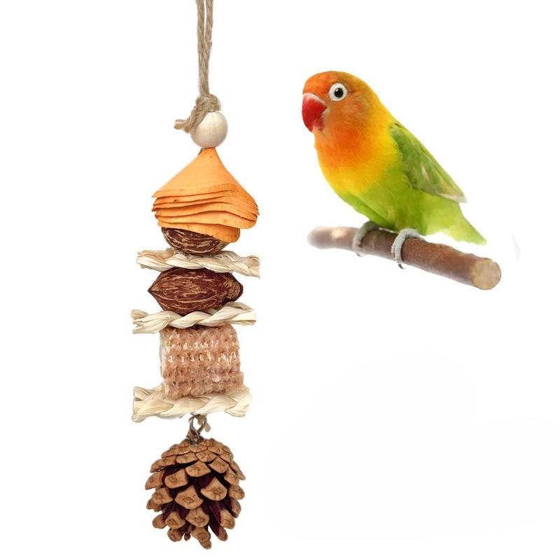 Веселая игрушка для попугая, Черный феникс, Птица пион, Разрушение, Скука, Грызение веревки, Грызение ореха, Сосновая шишка, Клетка для птиц, Декоративная подвеска