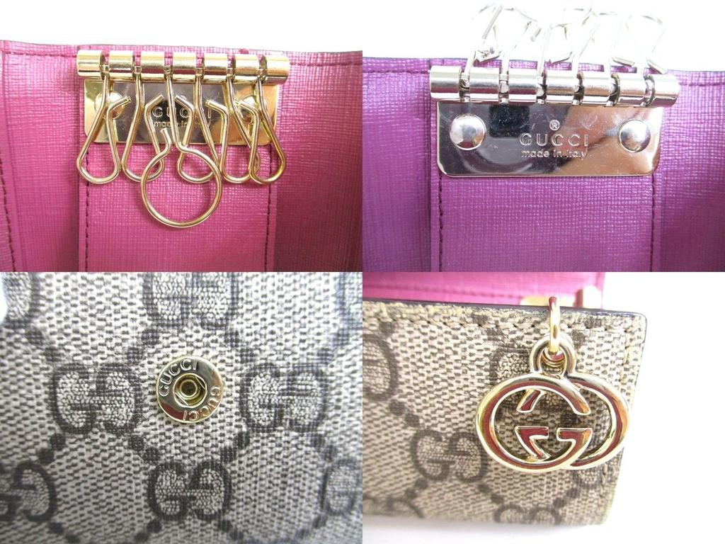 Оригинальный холст с покрытием GG GUCCI, кожа винного цвета, 6 фото, брелок #a902, восстановленный