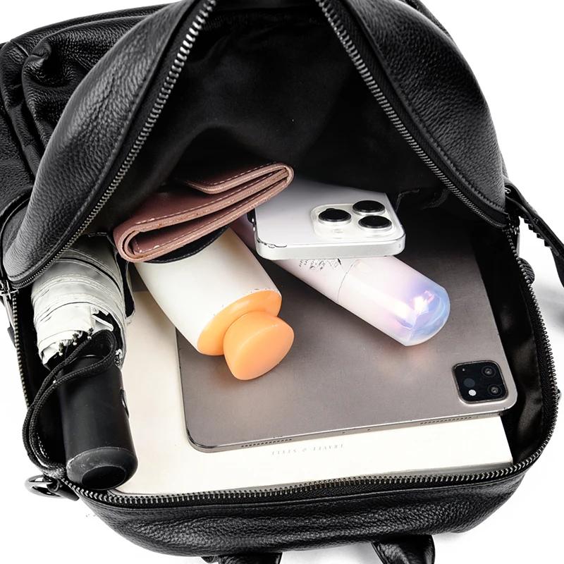 Рюкзак из натуральной кожи для женщин, мягкая сумка с прочной молнией, удобная дизайнерская сумка