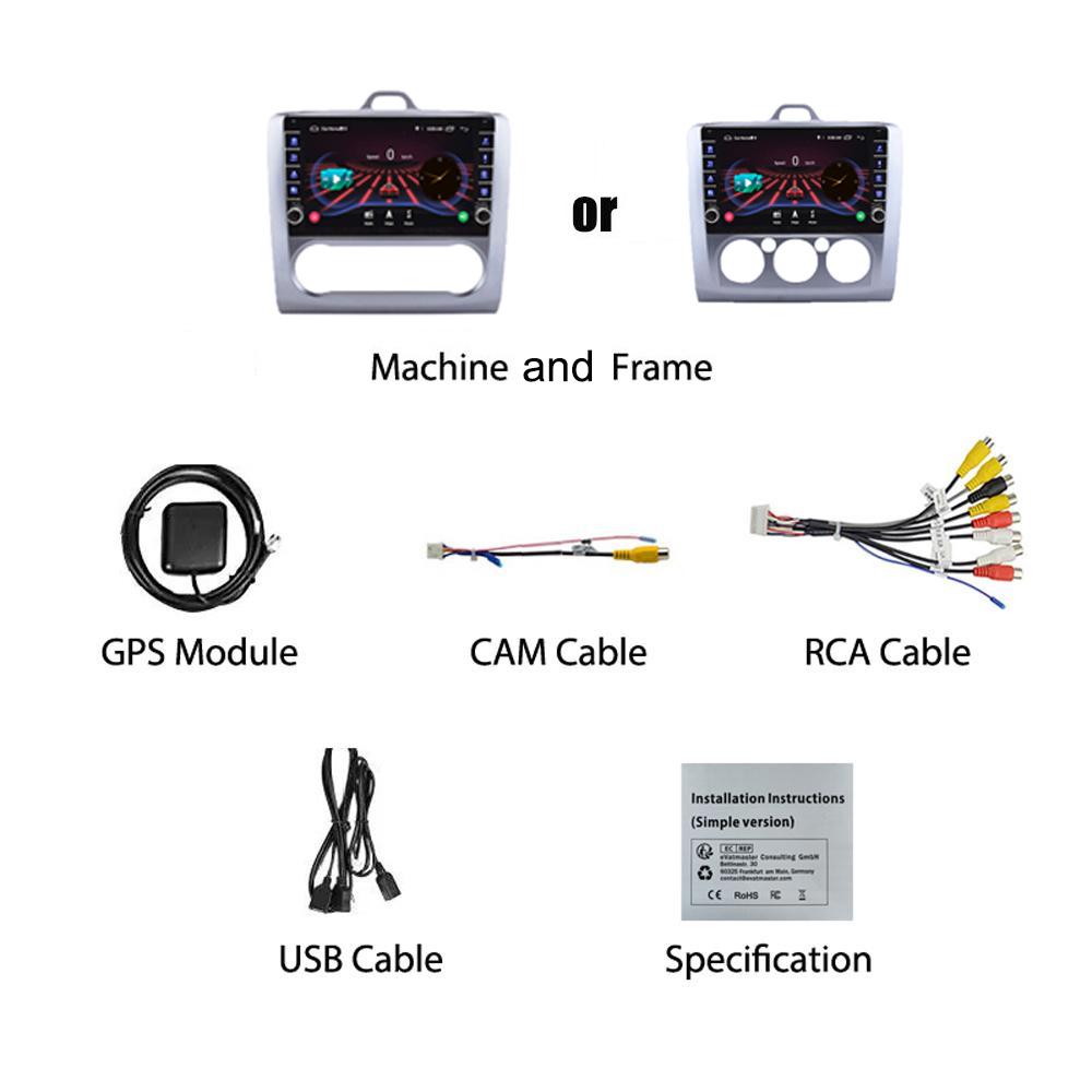 Автомобильное радио на базе Android для Ford Focus EXI MT AT 2 3 Mk2 Mk3 2004-2011 с кнопочной ручкой, мультимедийный плеер, навигация, GPS Carplay 2 + 32 ГБ
