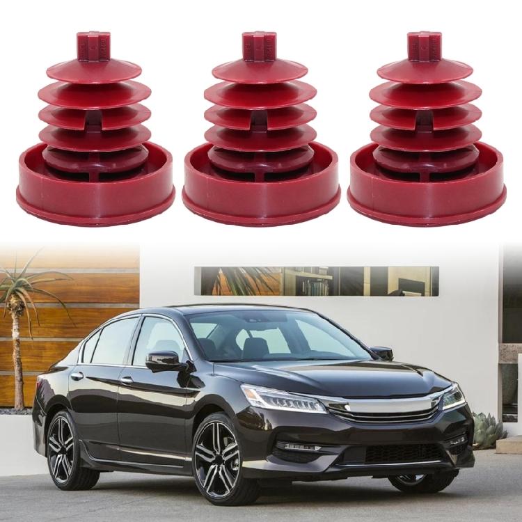 Engine Bay Service Power Steering Fluid Tank Cap Set 53697SB3952, Red Snap Style Cover with Built in Seal and 3 Piece Quantity for Replacement