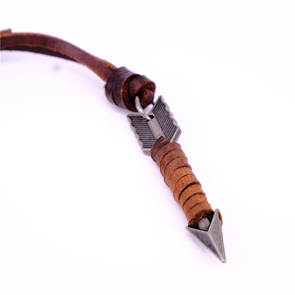 Fashion Handmade Vintage Choker Necklace Arrow Pendant Leather Chain