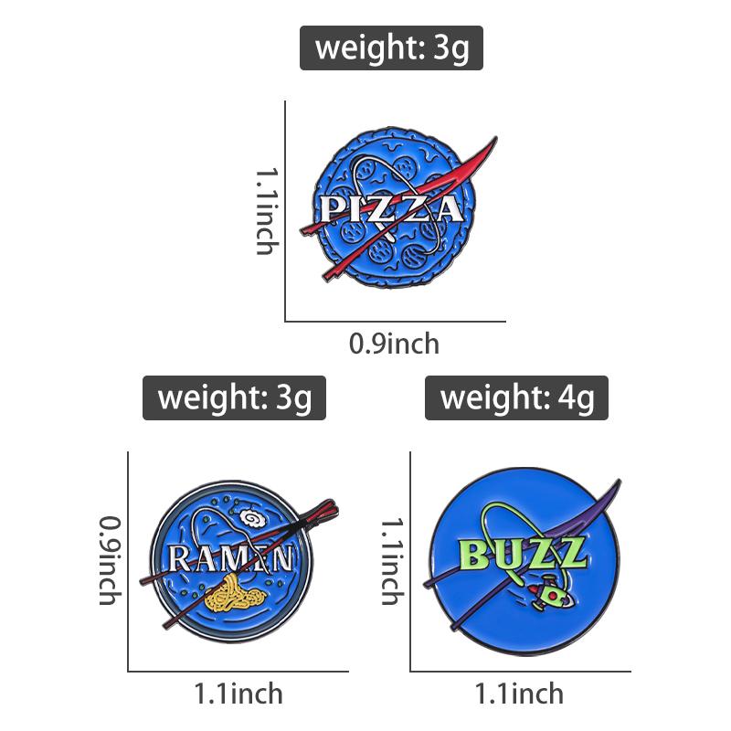 Эмалированные значки Космонавт Космос На заказ РАМЕН ПИЦЦА Еда Исследование Космоса Броши Значки на лацкан Панк-украшения Подарок для друзей
