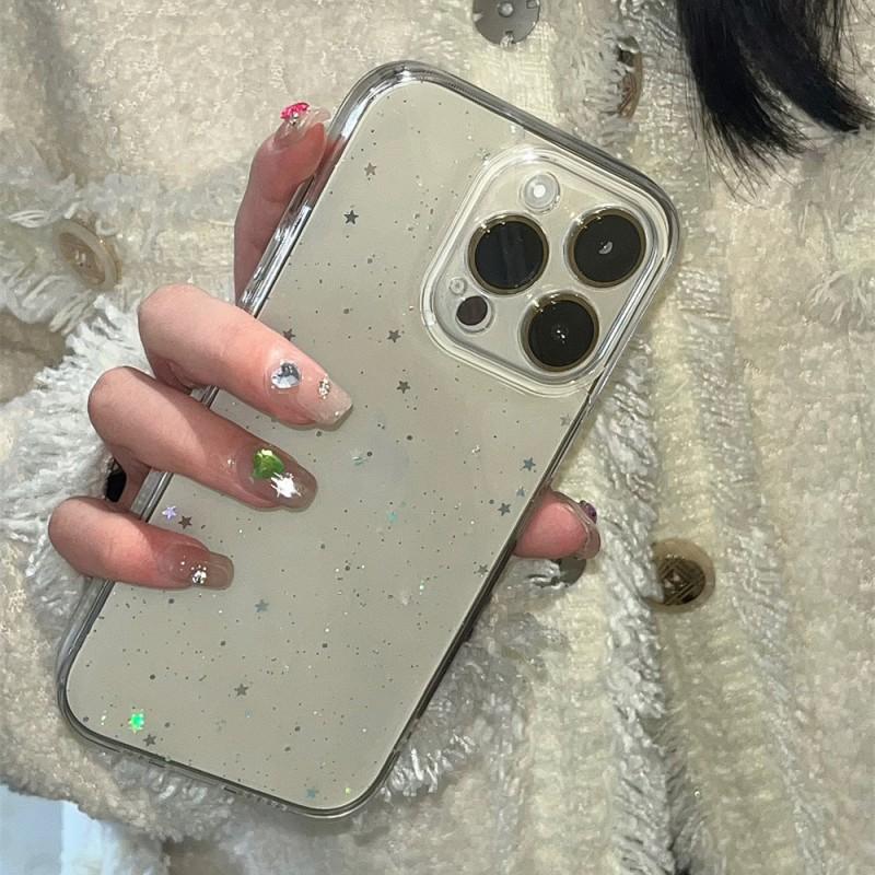 Прозрачный чехол со блестящими звездами и пайетками для iPhone 15 14 13 12 11 Pro Max XR X XS Max 7 8 Plus, мягкий ТПУ чехол с блестками