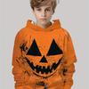Boy Halloween Pattern Comfortable Polyester, Casual Party Style, 3D Printed, Autumn/Winter Long Sleeve Hoodie