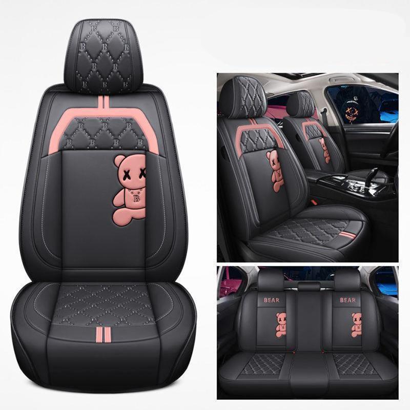 WTEMPO Брендовый чехол на автомобильное сиденье, универсальный полный автомобильный пятиместный четырехсезонный универсальный дышащий кожаный чехол для подушки с мультяшным рисунком