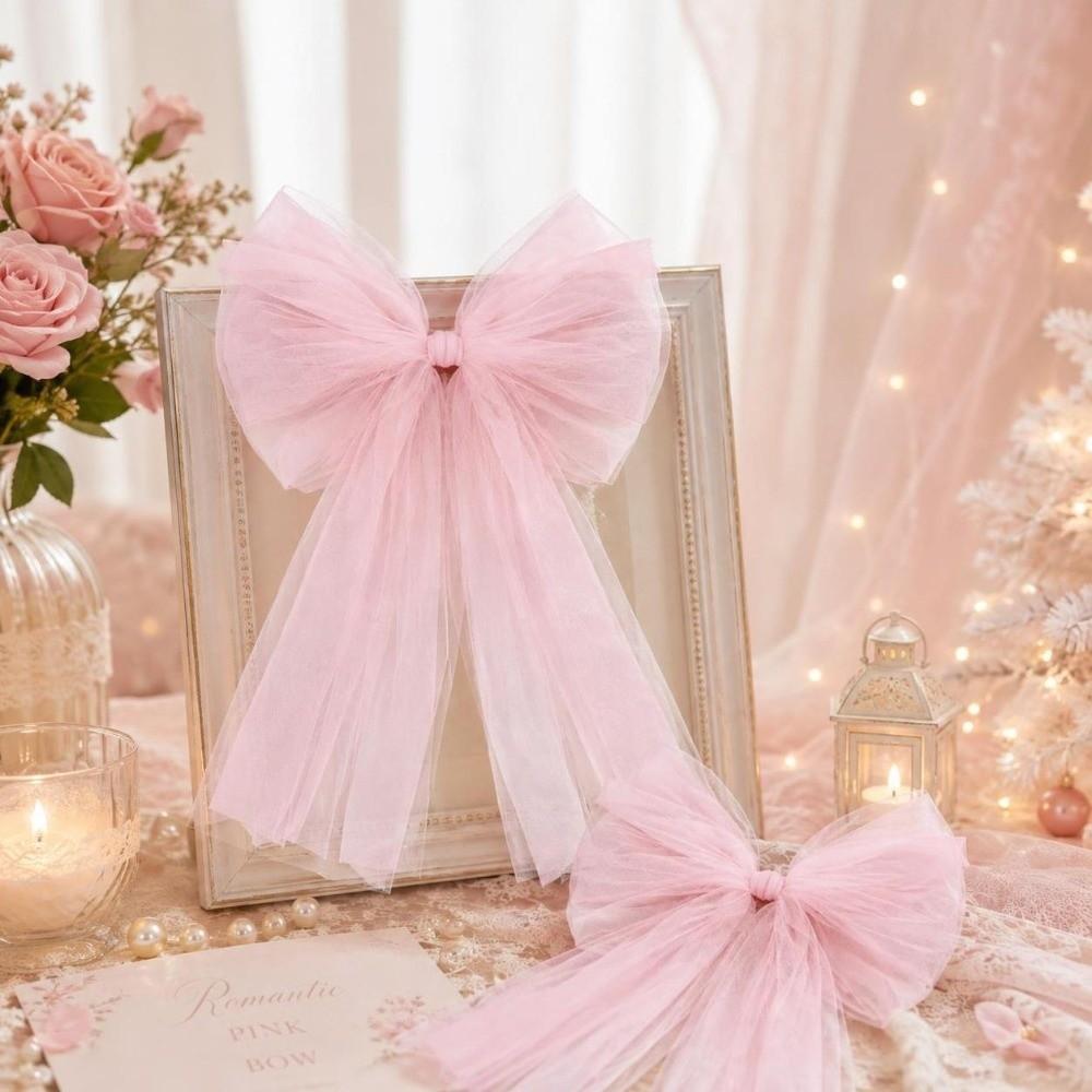Tulle Christmas Tree Ornaments Mesh Xmas Vibe Decor Bow Atmosphere Christmas Wreaths Bow Christmas
