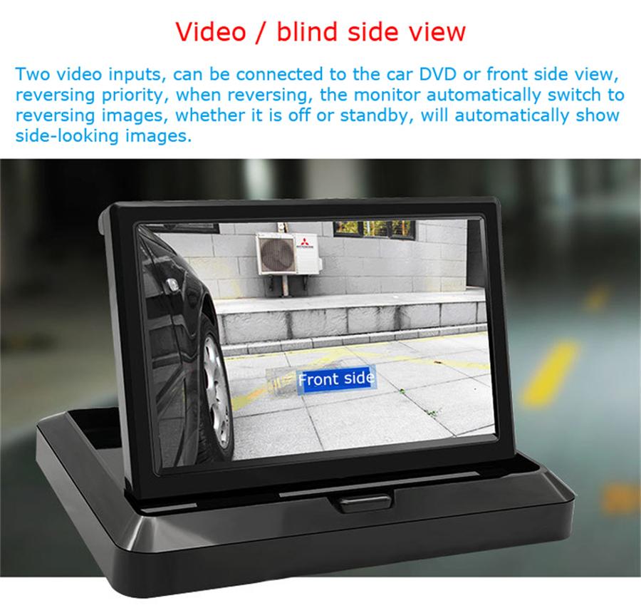 Vehicle 5" HD 800*480 Foldable TFT LCD Reverse Rearview Parking Monitor PAL NTSC