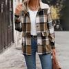 Casual Trend Versatile Autumn and Winter Women's Milled Lapel Plaid Jacket Women