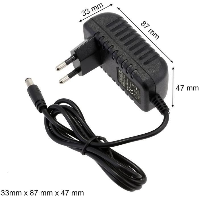 Leyf Alimentation Universelle 12V DC 1A , AC 100-240V 50/60Hz, Adaptateur, Alimentation Enfichable / Longueur de Câble 100cm