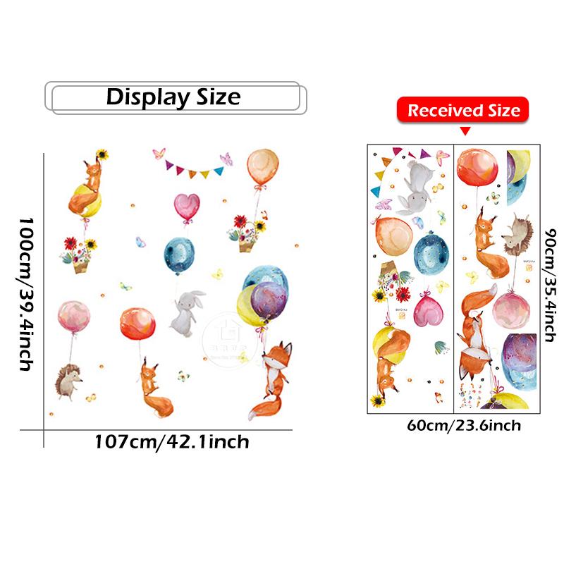 Мультяшные разноцветные воздушные шары животные настенные наклейки для детской комнаты украшения детской комнаты настенные наклейки ПВХ лиса кролик наклейки