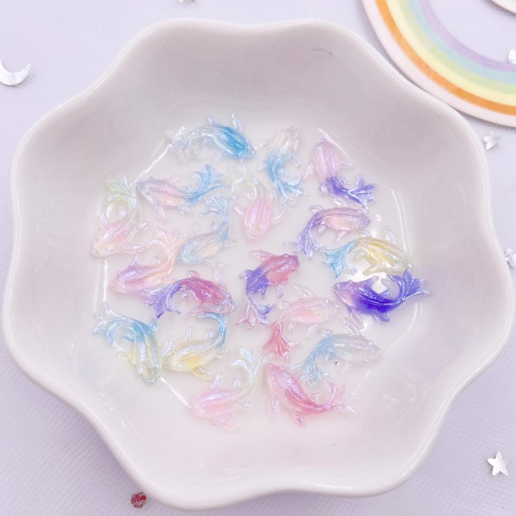 100 шт. смолы мини-блеск красочный градиент Золотая рыбка искусство ногтей плоская задняя часть стразы аппликации DIY альбом серьги декор аксессуары ремесла