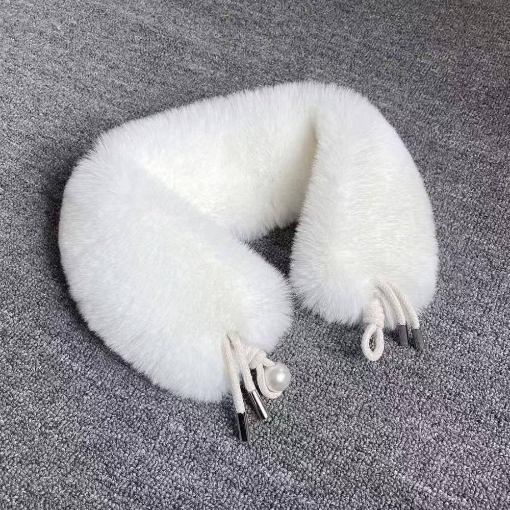 Faux Fox Fur Neckerchief Wrap Solid Neck Warmer for Jackets Coats Hoods Hats Accessory