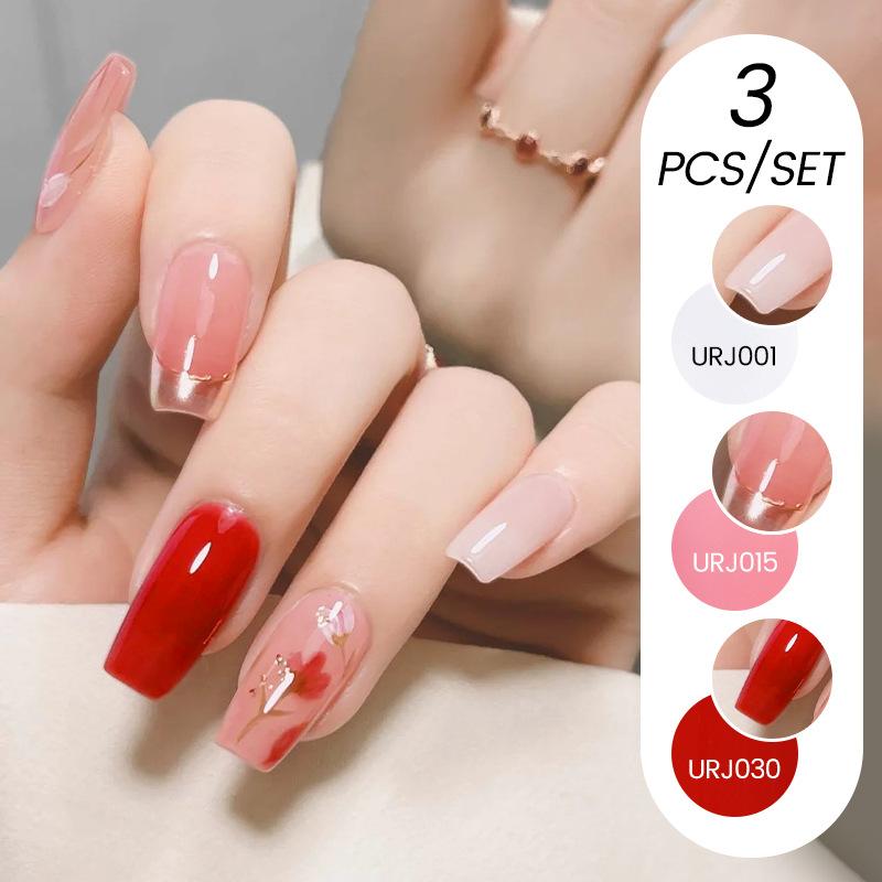Nail Art Ice Прозрачный набор из 3-х лаков для ногтей, популярный прозрачный клей для лака для ногтей Nude Whitening Powder