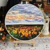 Embroidery Kit Scenery Pattern Diy Beginner Embroidery Kits Handcraft Needlework Sewing Hand Cross Stitch Set With Hoop Craft