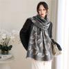 Autumn and Winter New Double-sided Leaf Jacquard Scarf Women's Versatile Warm Shawl Dual-purpose Temperament Imitation Cashmere Thickened Scarf