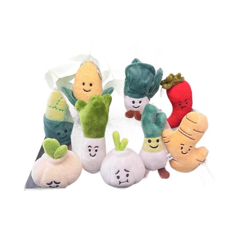 Cute And Soft Plush Vegetable Keychain Toys Including Garlic Onion Chili And Corn Characters