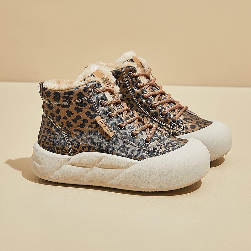 Женские зимние ботинки на толстой платформе, нескользящие, зимние, теплые, высокие, кроссовки для ходьбы, женские, удобные, на шнуровке, с подкладкой из искусственного меха, ботильоны