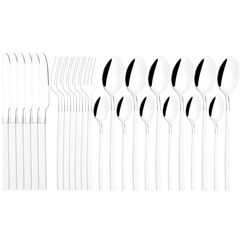 Western 24Pcs Black Gold Dinnerware Set Luxury Knives Fork Tea Spoon Cutlery Set Stainless Steel Flatware Tableware Kitchen Silverware